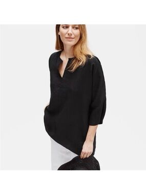 NWT Eileen Fisher Linen Split Neck Tunic